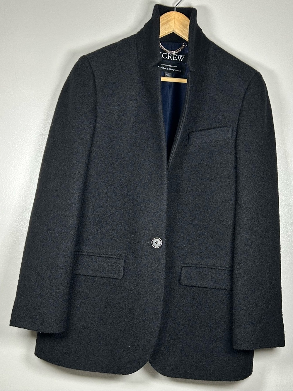 J.Crew Leighton Italian Boiled Wool Black Blazer Jacket - Picture 9 of 13
